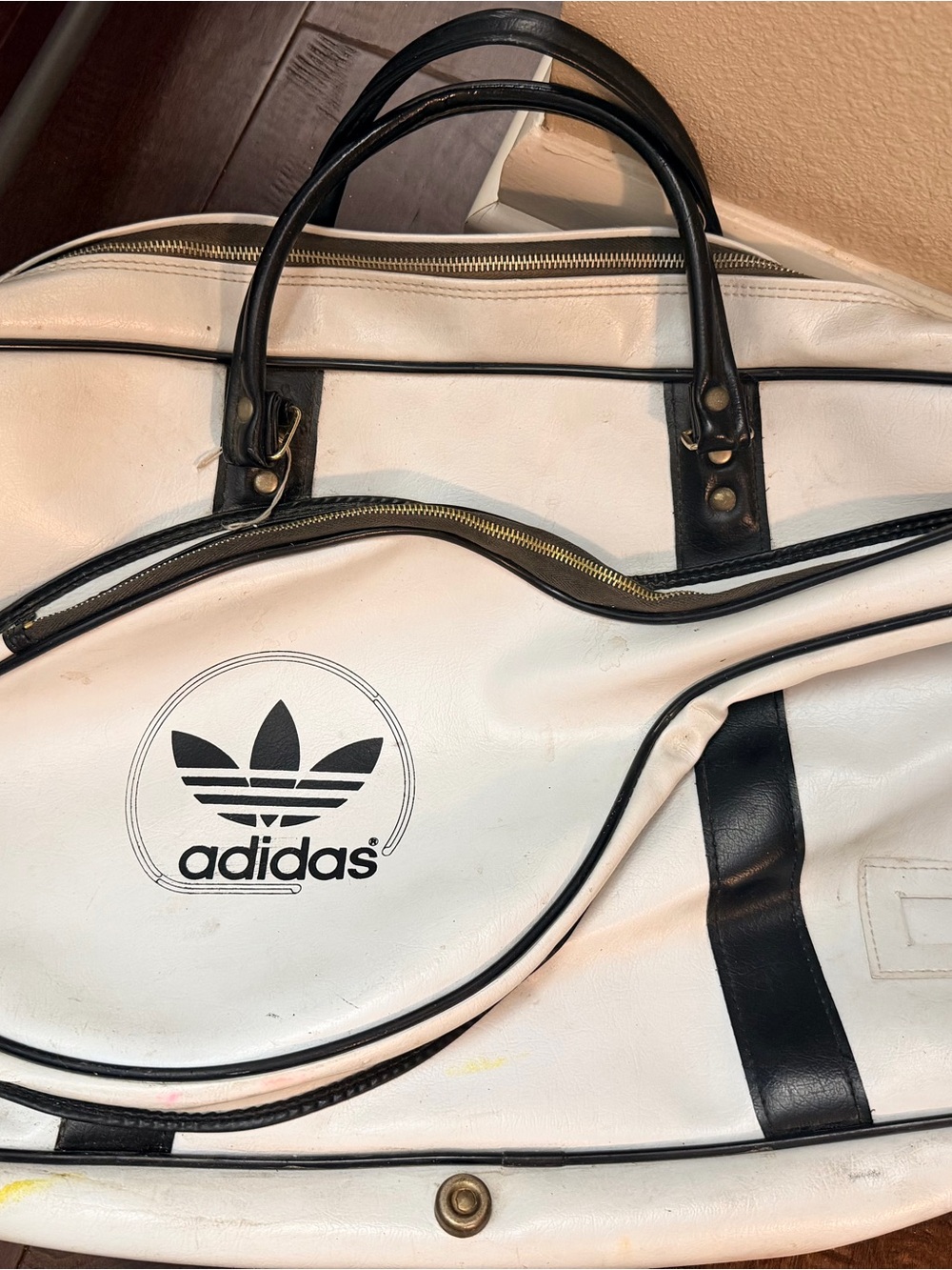 adidas White and Black Trefoil Sport Duffle Bag